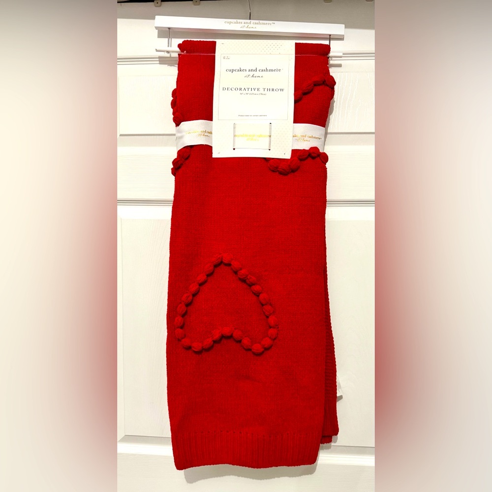 Cupcake & Cashmere Braided Red Heart Throw